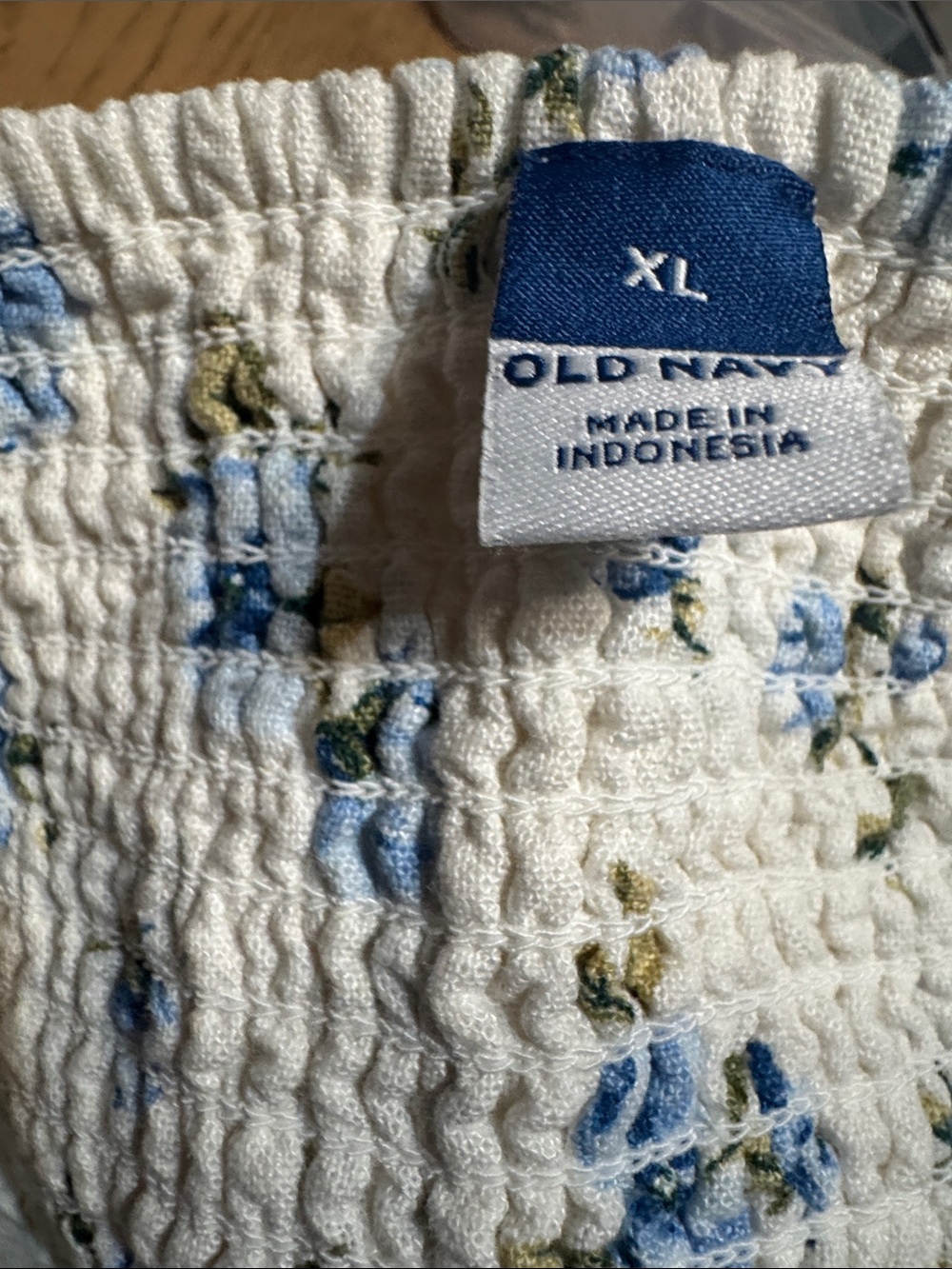 Old Navy Blue Floral Linen Blend Mini Dress XL Cottagecore Puff Sleeve Dress - Picture 5 of 6